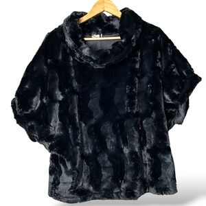 PATRY COLLEZIONI Faux Fur Cowl Neck Short Dolman Sleeve Top Italy 46 US Sz L